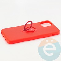 Накладка силиконовая iFace на Apple IPhone 11 Pro Max с металлической пластиной с кольцом красная