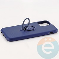 Накладка силиконовая iFace на Apple IPhone 11 Pro с металлической пластиной с кольцом синяя