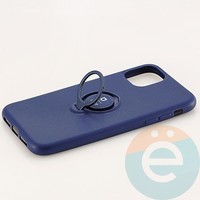 Накладка силиконовая iFace на Apple IPhone 11 с металлической пластиной с кольцом синяя