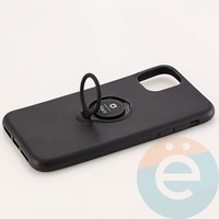 Накладка силиконовая iFace на Apple IPhone 11 с металлической пластиной с кольцом черная