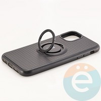 Накладка силиконовая iFace на Apple IPhone 11 с металлической пластиной и кольцом черная