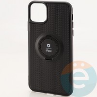 Накладка силиконовая iFace на Apple IPhone 11 Pro Max с металлической пластиной и кольцом черная