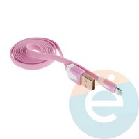 USB кабель Noodle Flat на Lightning плоский розовый