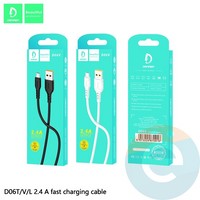 USB кабель Denmen D06V на Micro USB 2.4A 1м белый