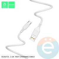 USB кабель Denmen D22V на Micro USB 2.4A 1м белый