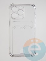 Накладка силиконовая с кардхолдером и усиленными углами для Apple iPhone 13 Pro прозрачная