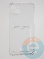 Накладка силиконовая с кардхолдером и усиленными углами для Apple iPhone 14 Plus прозрачная
