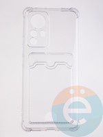 Накладка силиконовая с кардхолдером и усиленными углами для Xiaomi Mi 12 Pro прозрачная