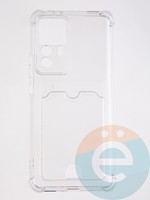 Накладка силиконовая с кардхолдером и усиленными углами для Xiaomi Mi 12T прозрачная