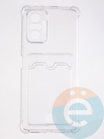 Накладка силиконовая с кардхолдером и усиленными углами для Xiaomi Redmi Note 10 Pro 4G прозрачная