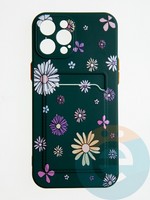 Накладка силиконовая Summer с кардхолдером для Apple iPhone 12 Pro Max зеленая