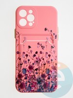 Накладка силиконовая Summer с кардхолдером для Apple iPhone 12 Pro розовая