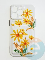 Накладка силиконовая Summer с кардхолдером для Apple iPhone 13 Pro бежевая