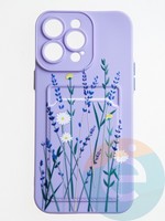 Накладка силиконовая Summer с кардхолдером для Apple iPhone 14 Pro Max сиреневая