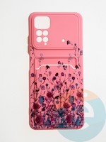 Накладка силиконовая Summer с кардхолдером для Xiaomi Redmi Note 11/11S розовая