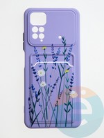 Накладка силиконовая Summer с кардхолдером для Xiaomi Redmi Note 11/11S сиреневая