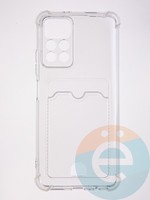 Накладка силиконовая с кардхолдером и усиленными углами для Poco M4 Pro 5G прозрачная