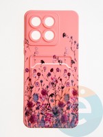 Накладка силиконовая Summer с кардхолдером для Huawei Honor X8A розовая