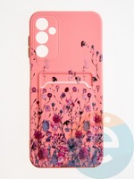 Накладка силиконовая Summer с кардхолдером для Samsung Galaxy A14 розовая