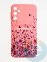 Накладка силиконовая Summer с кардхолдером для Samsung Galaxy A24 розовая