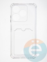 Накладка силиконовая с кардхолдером и усиленными углами для Tecno Spark 10 прозрачная