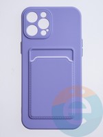 Накладка силиконовая Winter с кардхолдером для Apple iPhone 12 Pro Max сиреневая