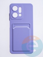 Накладка силиконовая Winter с кардхолдером для Huawei Honor X7A сиреневая