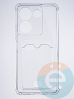 Накладка силиконовая с кардхолдером и усиленными углами для Tecno Camon 20 Pro прозрачная