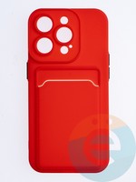 Накладка силиконовая Winter с кардхолдером для Apple iPhone 14 Pro красная