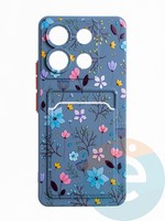 Накладка силиконовая Summer с кардхолдером для Xiaomi Redmi Note 13 Pro синяя