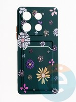 Накладка силиконовая Summer с кардхолдером для Xiaomi Redmi Note 13 зеленая