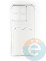 Накладка силиконовая с кардхолдером и усиленными углами для Poco X6 прозрачная