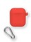 Чехол силиконовый для наушников Apple AirPods 1/2 Cross с карабином Red - фото 35909